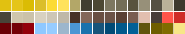An image of the colours in Snikket's new palette, arranged as a grid of 48 coloured squares